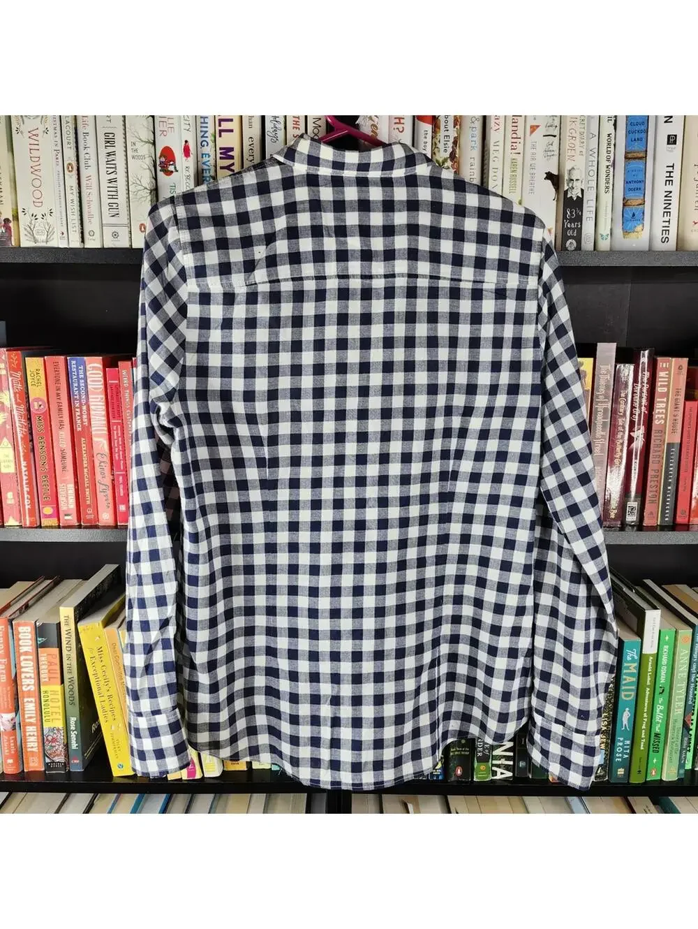 J. Crew Navy and White Plaid Button Down Shirt Medium